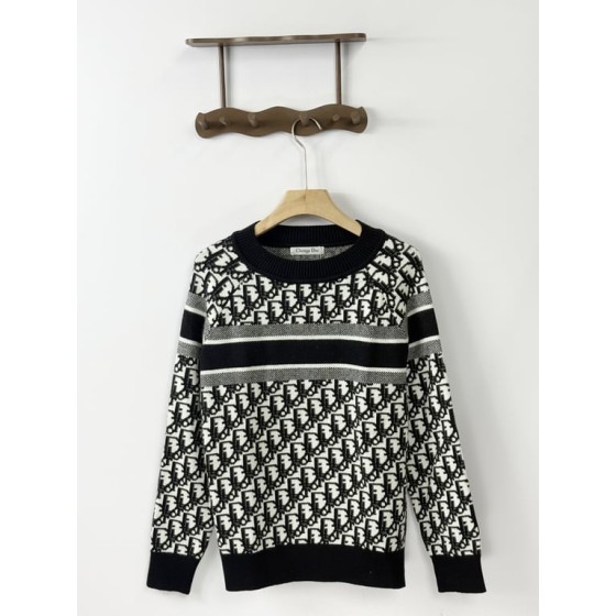 Dior Oblique Crew Neck Sweater with Stripes